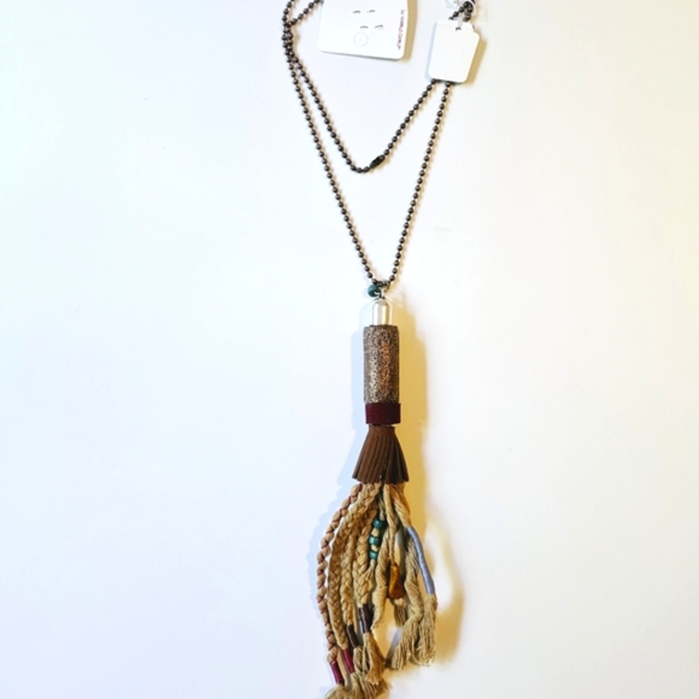 Rope tassel necklace | Ethnic necklace | Bohemian ball chain necklace